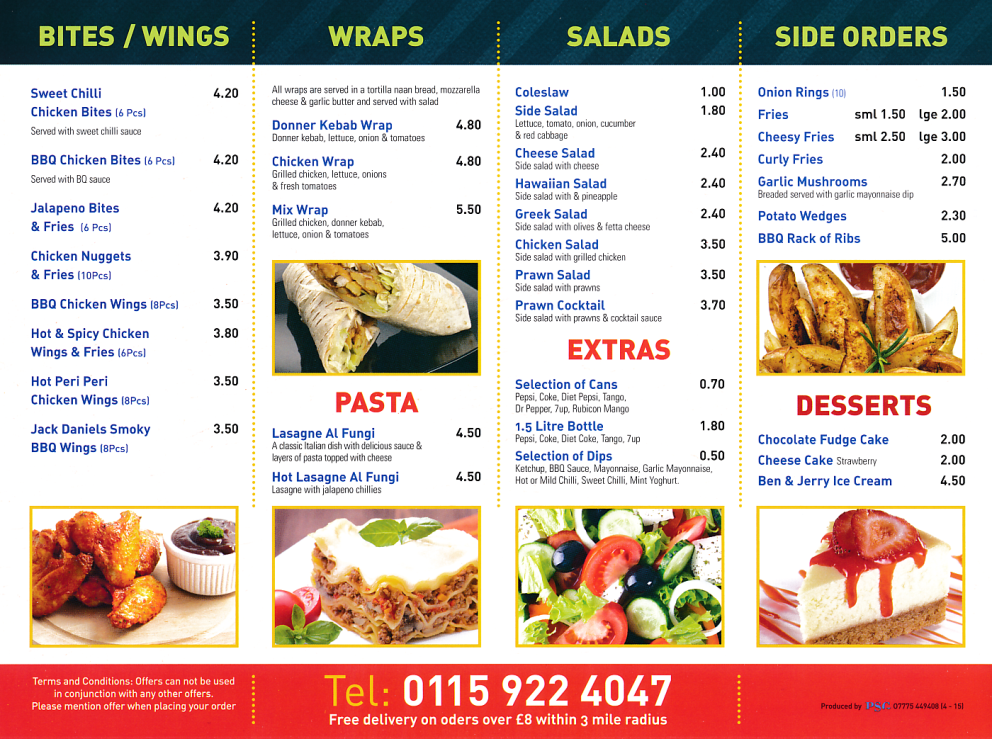 Menu for Forno Pizza takeaway and delivery in Beeston, Nottingham