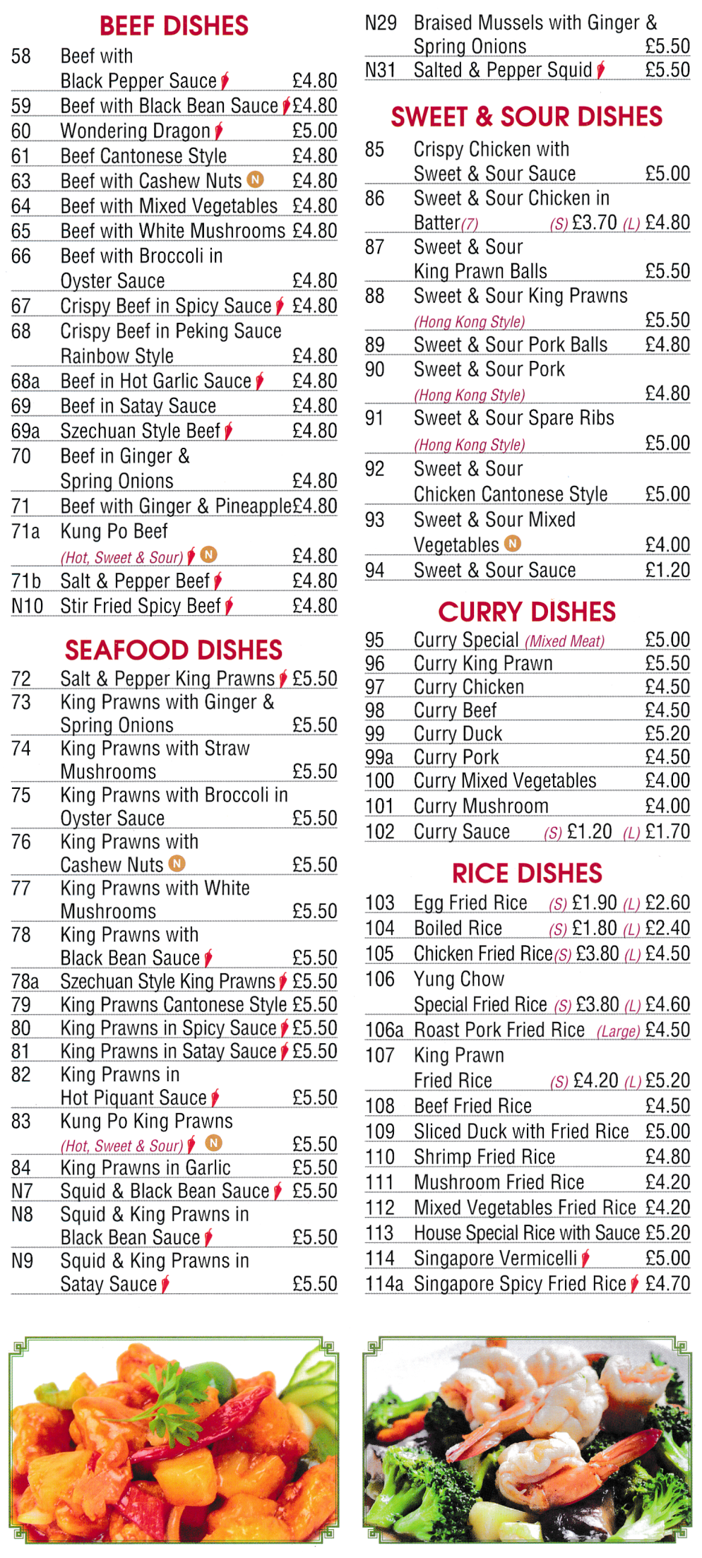 Menu for China Panda Chinese and Thai food takeaway and delivery in Kimberley near Nottingham