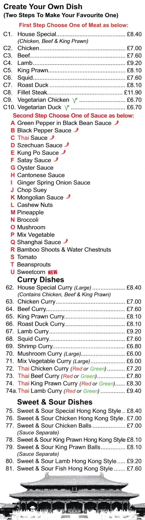 Menu for Chopstix Chinese takeaway (Sweet & Sour Pork Balls, Mushroom Foo Yung, Singapore Fried Rice, Beef Chow Mein, Singapore Vermicelli..)