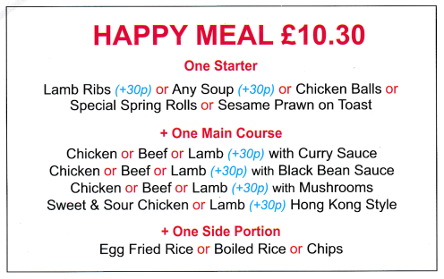 Menu for Chopstix Chinese food takeaway in Aspley, Nottingham NG8 5RR