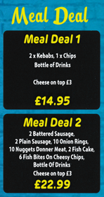 Takeaway menu for Briggs Fish Bar on Nottingham Road in Ilkeston, Derbyshire DE7 5RF