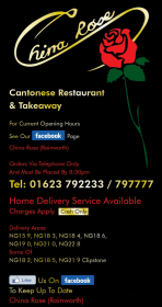 China Rose in Rainworth takeaway menu.