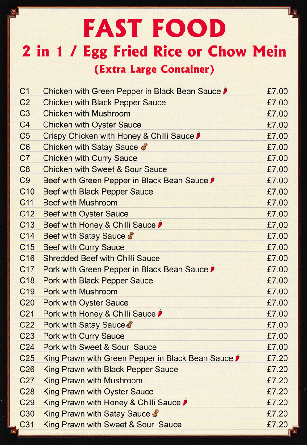 Menu for Classic Canton Chinese food takeaway and delivery in Kirkby-In-Ashfield - Fast Food