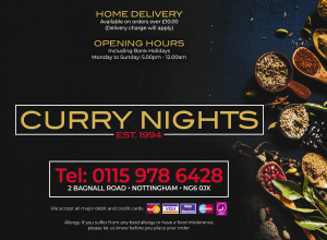 Curry Nites in Basford, Indian food takeaway and delivery in Nottingham