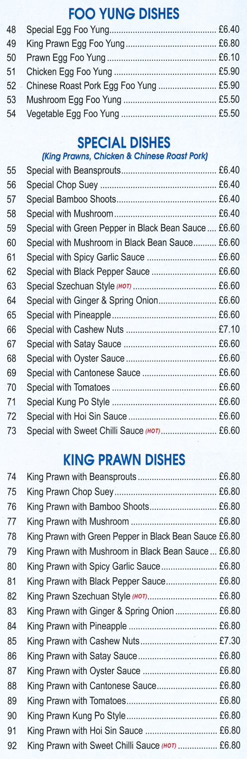 Menu for Four Seasons Chinese takeaway in Stapleford NG9 7AS