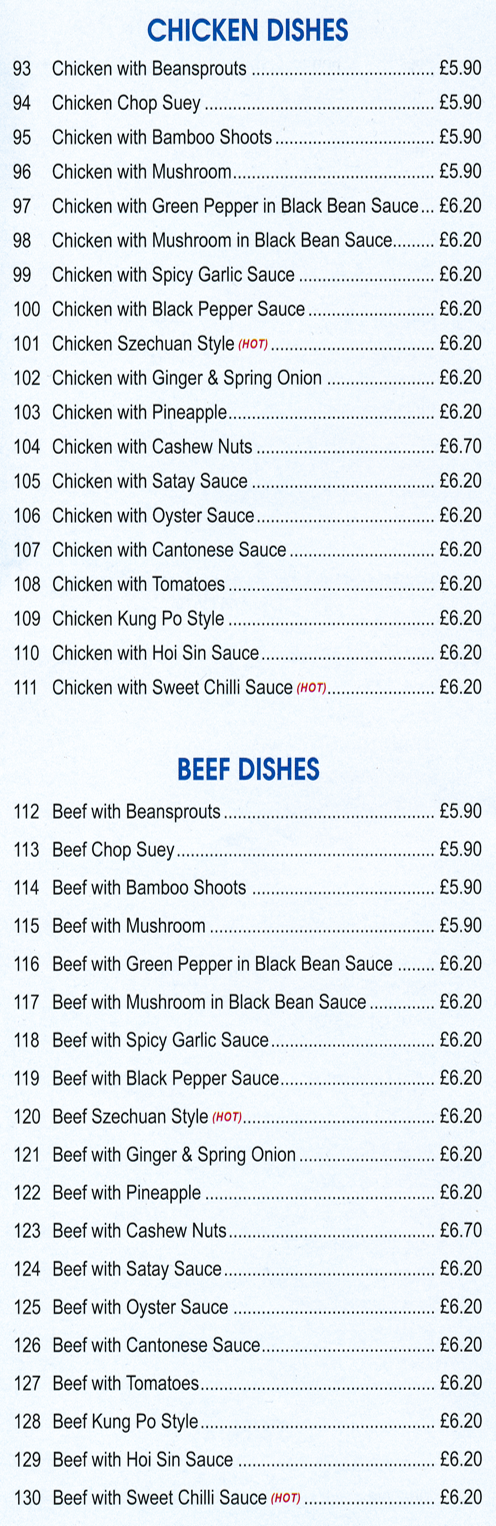 Menu for Four Seasons Chinese takeaway in Stapleford NG9 7AS
