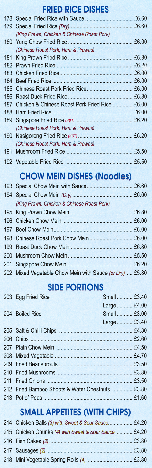 Menu for Four Seasons Chinese takeaway in Stapleford NG9 7AS