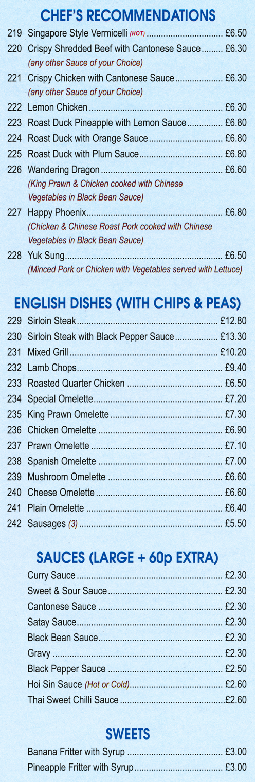 Menu for Four Seasons Chinese takeaway in Stapleford NG9 7AS