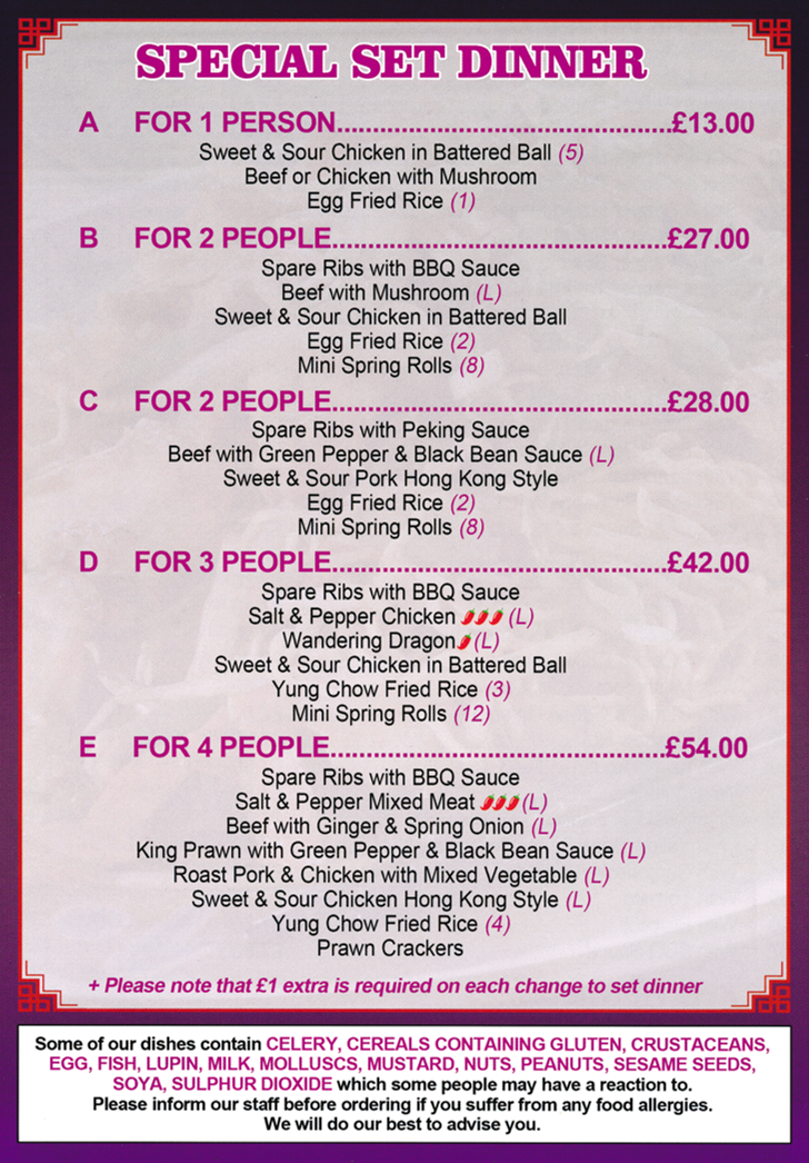 Menu for G&N's Kitchen Menu for G&N's Kitchen Chinese food takeaway on Mansfield Road in Clipstone NG21 9AA