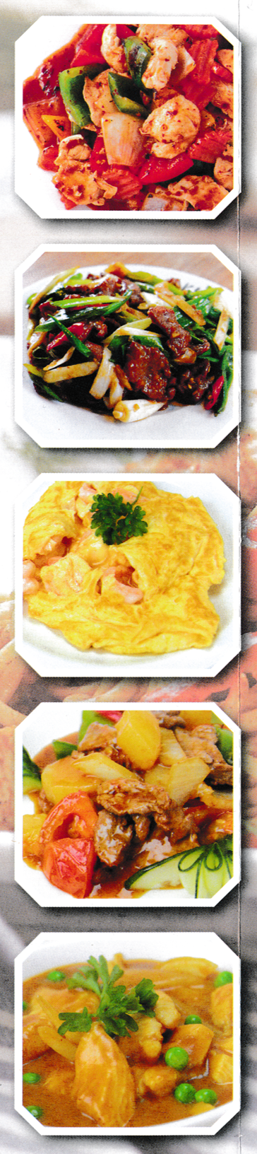 Menu for Golden Bridge in Mansfield - photos of Chinese dishes.