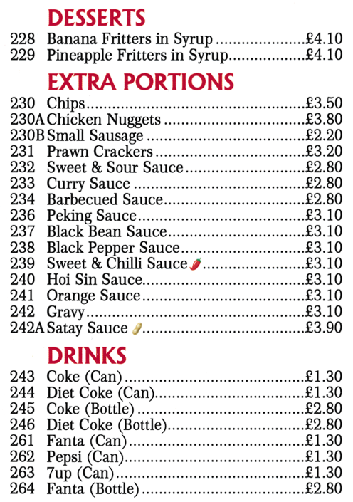Menu for Golden Dragon Menu for Golden Dragon Chinese and Cantonese food takeaway and delivery at Ling Forest Court in Mansfield - Extra Portions