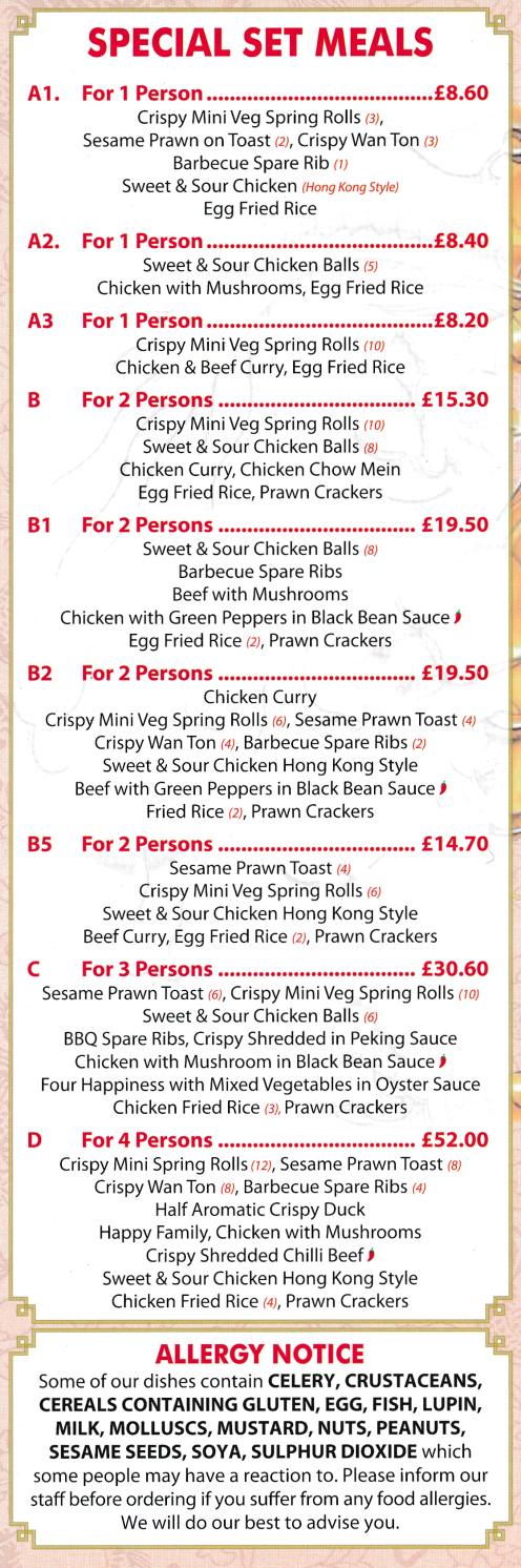Menu for Golden Dragon Chinese food takeaway and delivery in Sutton-In-Ashfield