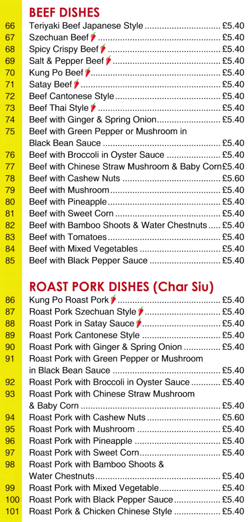 Menu for Hoi Shan Chinese takeaway in Ravenshead NG15 9BD