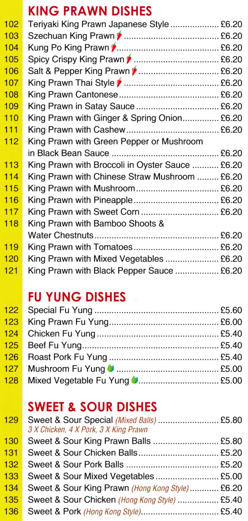 Menu for Hoi Shan Chinese takeaway in Ravenshead NG15 9BD