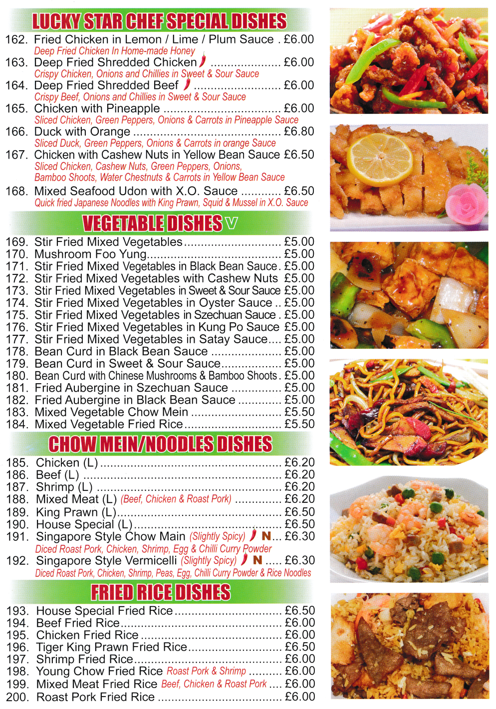 Menu for Lucky Star - Mixed Seafood UYdon with X.O. Sauce, Mushroom Foo Yung, Singapore Style Chow Mein, Deep Fried Shredded Beef, Beef Chow Mein..