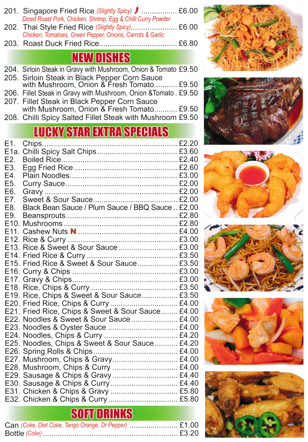 Menu for Lucky Star - Hot Chinese meals to takeaway in Alfreton