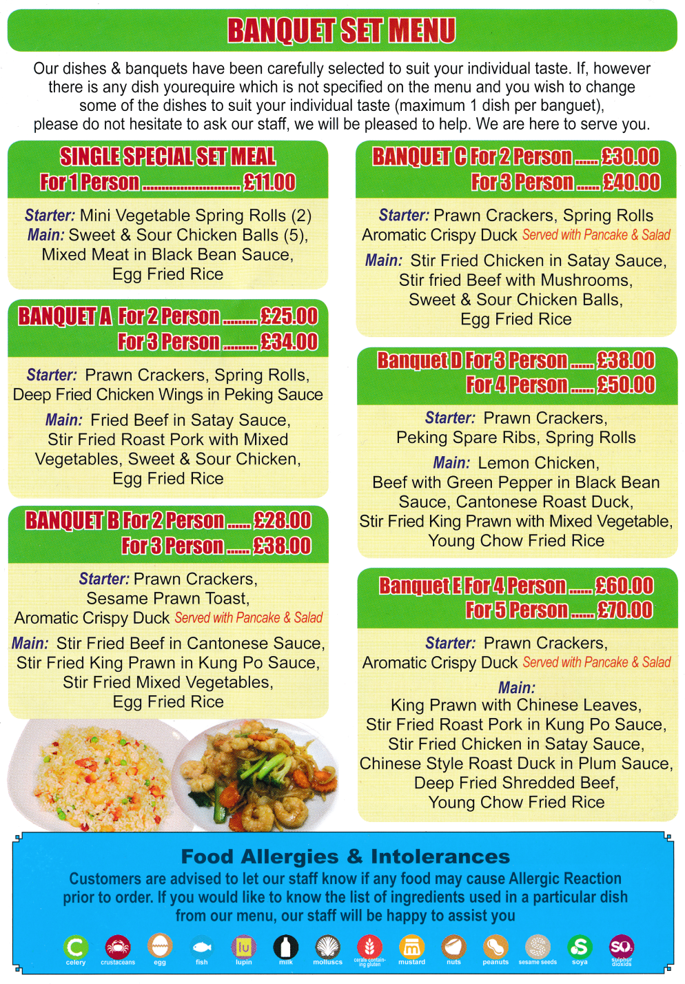 Menu for Lucky Star - Banquet Set Menu - Chinese food delivered in Alfreton, Somercotes, Leabrooks, South Normanton, Swanwick..