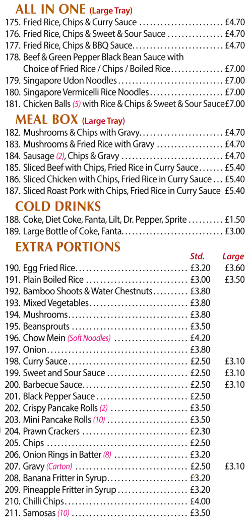 Menu for Marble Chinese takeaway in Cotmanhay, Ilkeston DE7 8QF