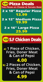Menu for Mr T's Pizza takeaway on Market Street in Heanor