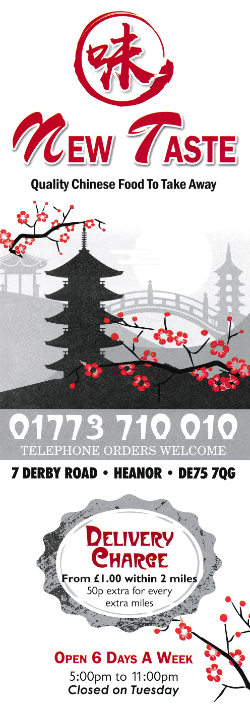 Takeaway and delivery menu for New Taste on Derby Road in Heanor DE75 7QG