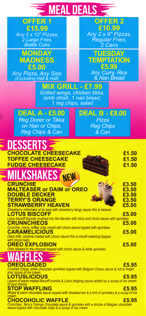 Menu for Nobel Delicious on Gabor Close in Clifton, Nottingham NG11 8RN