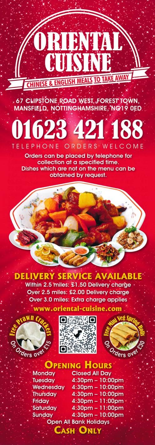 Oriental Cuisine Chinese takeaway on Clipstone Road West, Forest Town in Mansfield