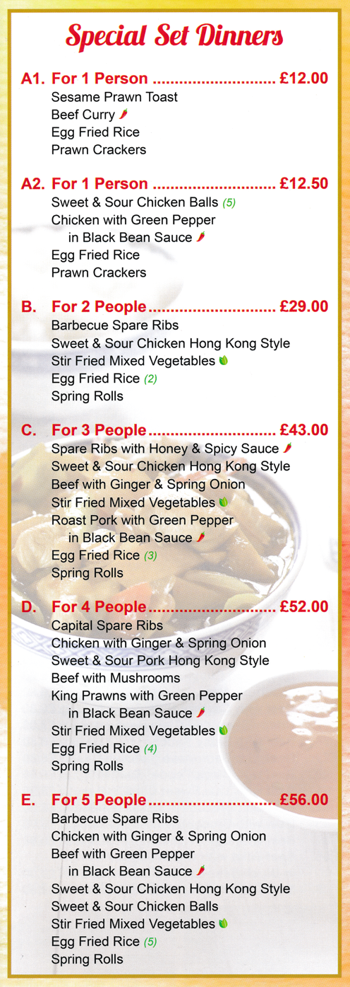Menu for Peking House Chinese food takeaway in Mapperley, Nottingham NG3 5JH