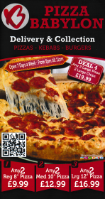 Menu for Pizza Babylon in Arnold. Pizza, kebab and fast food takeaway in Nottingham