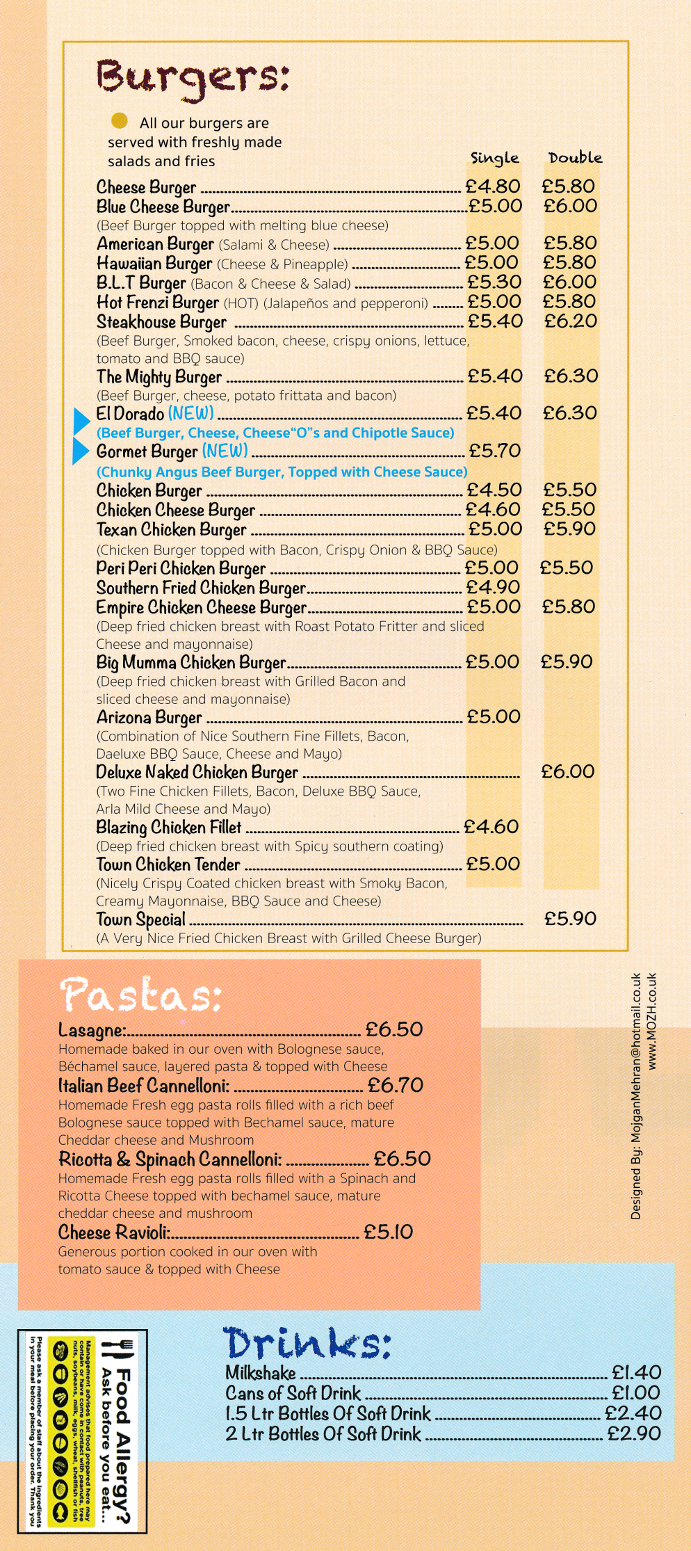 Menu for Pizza Town - Pizza, Burgers, Pasta, Chicken Nuggets, Garlic Bread..