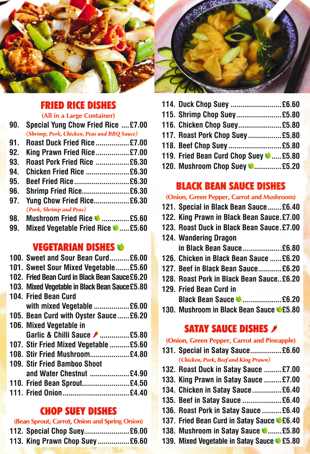 Takeaway and delivery menu for Saigon on Trent Road in Sneinton, Nottingham