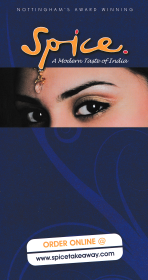 Menu for Spice Indian (curry) takeaway in Mapperley, Nottingham