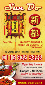 Menu for Sun Do Chinesev food takeaway in Ilkeston, Derbyshire DE7 8HN