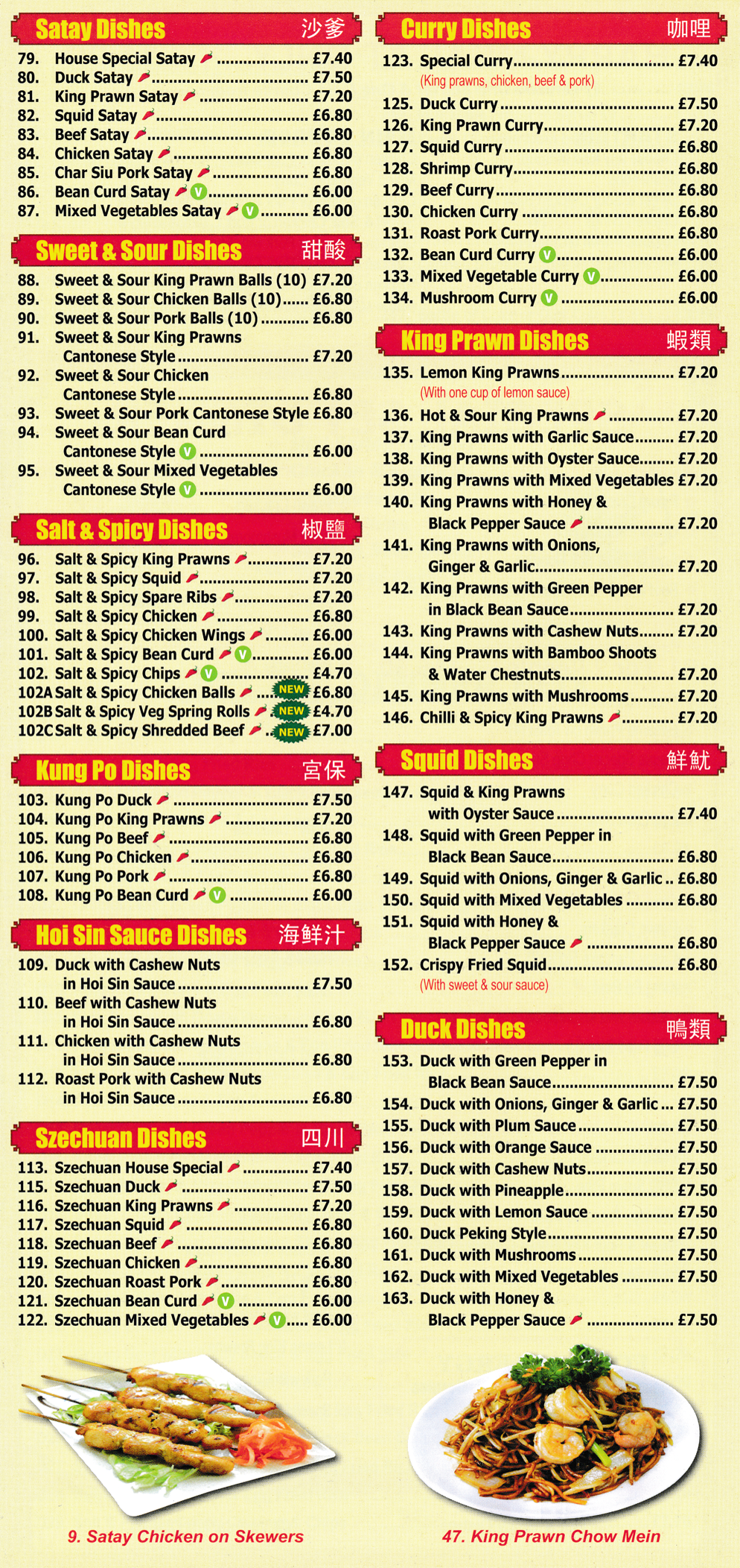 Menu for Tammy's - Sweet & Sour, Satay, Hoi Sin Sauce, Szechuan dishes, Kung Po, Duck dishes..