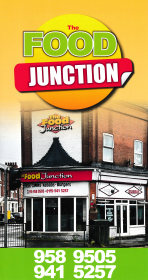 Menu for The Food Junction curry, pizza, kebab and fast food takeaway on Colwick Road in Sneinton, Nottingham NG2 4AL