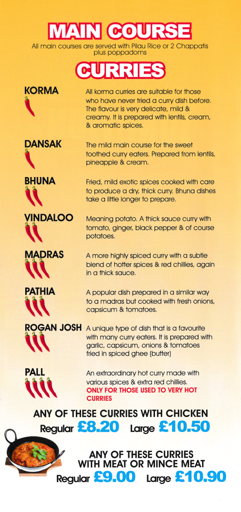 Menu for The Food Junction (Balti, Biryani, Masala dishes, Curries, Kebabs, Pizzas..)