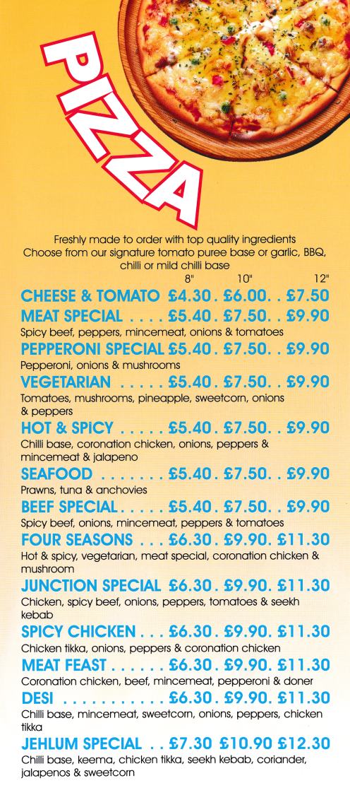 Menu for The Food Junction takeaway on Colwick Road in Sneinton, Nottingham