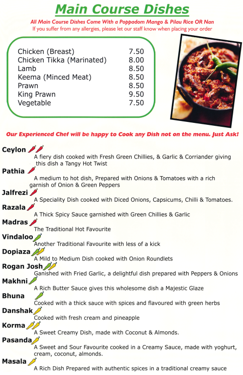 Menu for Vegas pizza and fast food takeaway in Carlton, Nottingham