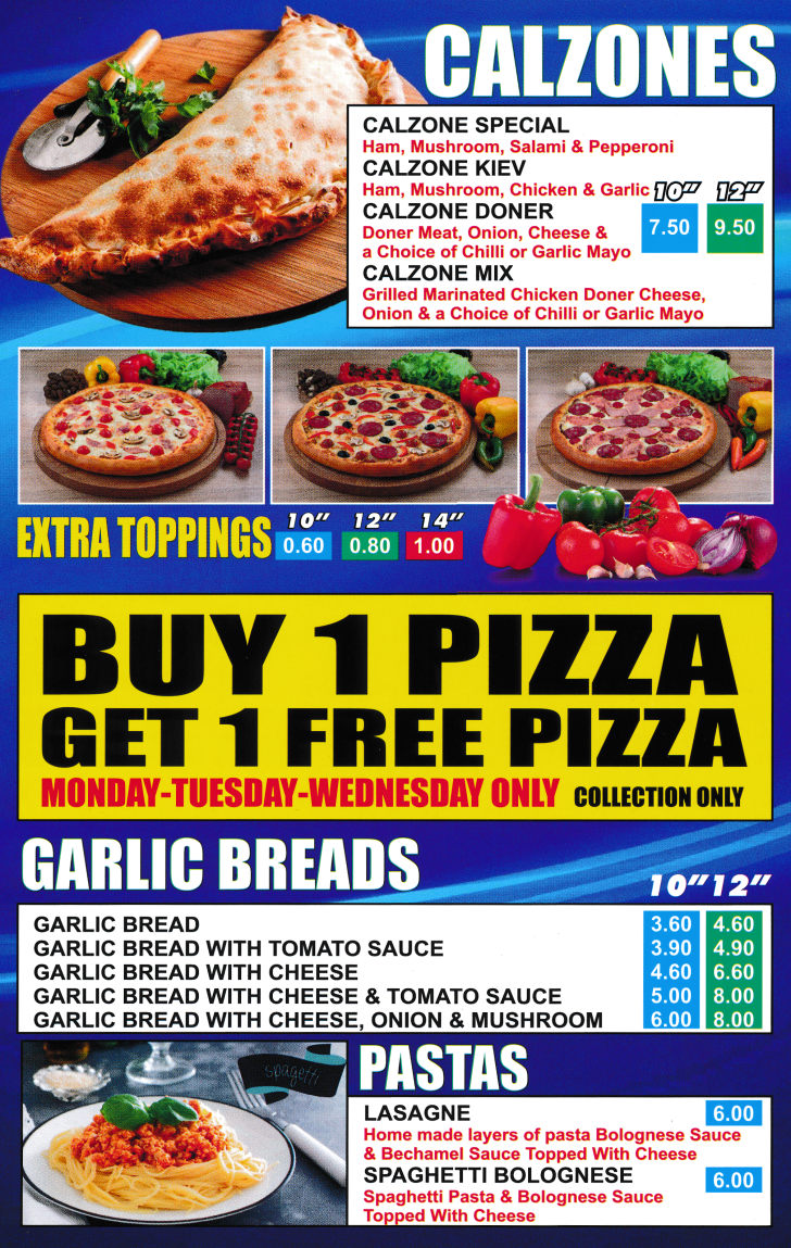 Menu for Viviano Pizza in Somercotes