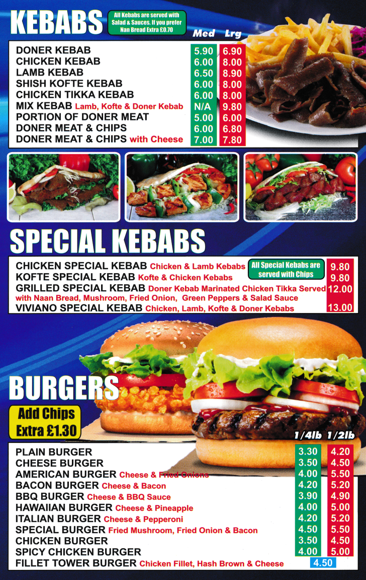 Menu for Viviano Pizza - takeaway and delivery