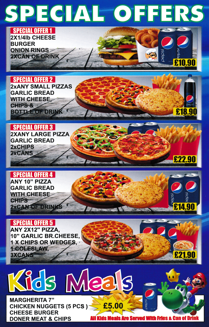 Menu for Viviano Pizza - kids meals, special offers..