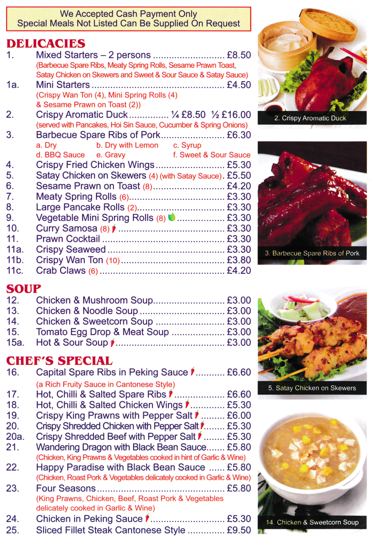 Menu for Woo Hing - Crispy Seaweed, Four Seasons, Wandering Dragon, Hot & Sour Soup, Meaty Spring Rolls, Crispy Aromatic Duck..