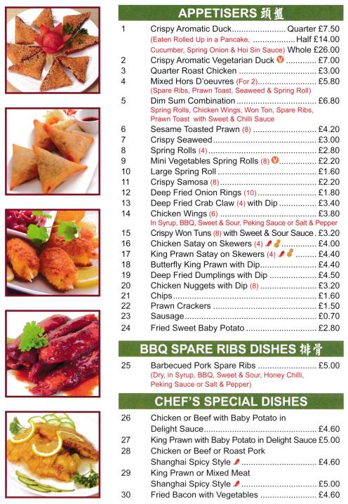 Menu For Lucky House Chinese Takeaway In Netherfield Near Nottingham