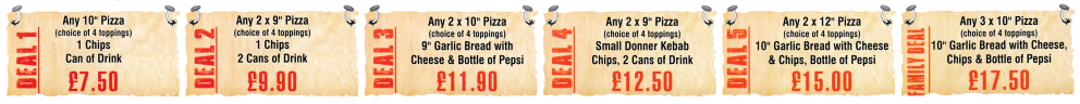 Menu for Pizza Zone takeaway in Beeston near Nottingham