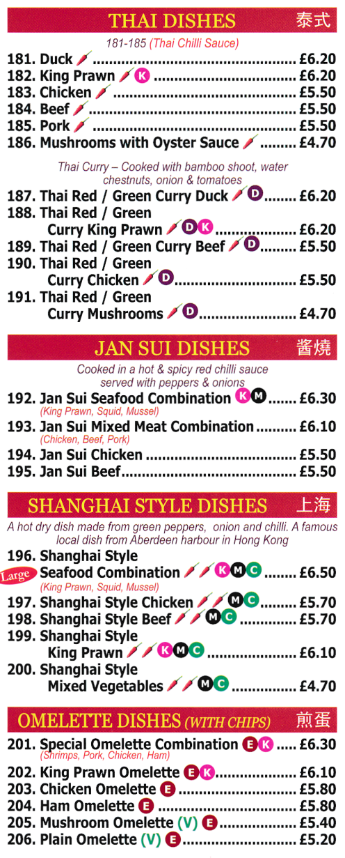 Menu for Red Cap Chinese food takeaway and delivery in West Bridgford near Nottingham